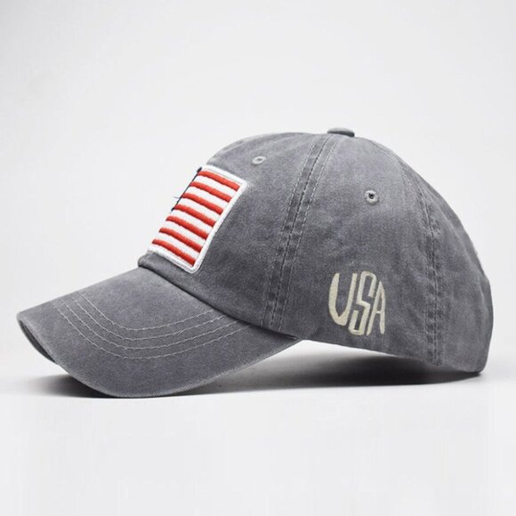 Grey American Flag USA Baseball Cap - Tactical Army Cotton Casual Hat -Patriotic - Picture 2 of 5